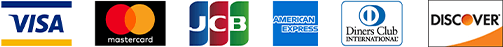 ご利用可能なクレジットカードブランド：VISA、Mastercard、JCB、American Express、Diners Club、Discover